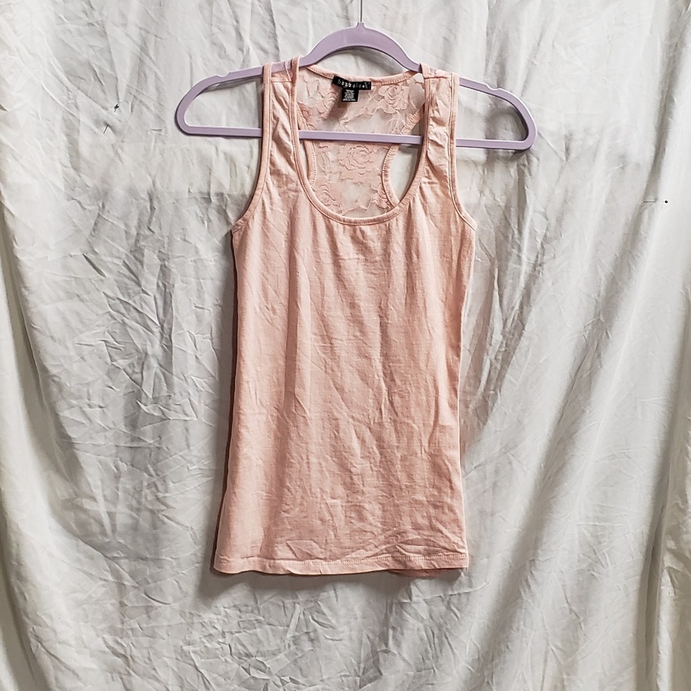 BOZZOLO ROSE LACE SHEER BACK TANK TOP